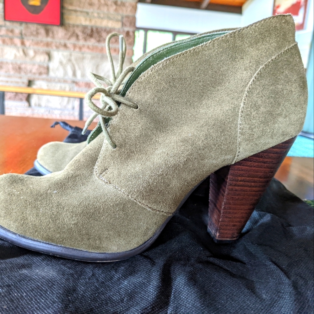 High heeled suede booties